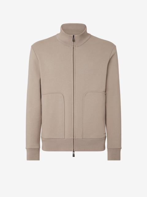 CORNELIANI Beige cotton blend full-zip sweatshirt