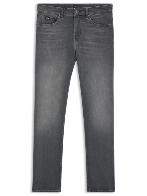 BOSS DELAWARE SLIM-FIT JEANS IN GRAY STRETCH DENIM