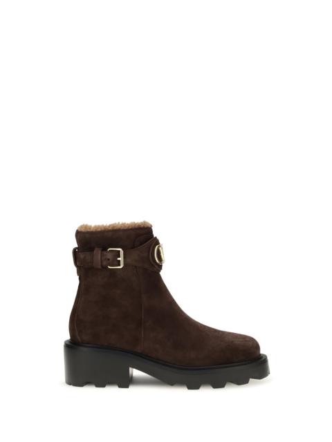 Valentino Valentino Garavani VLogo Signature Leather Ankle Boots Ebony Brown