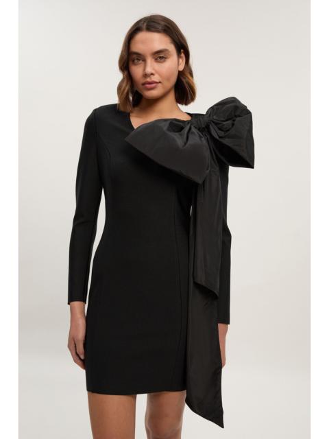 KAREN MILLEN Figure Form Bandage Taffeta Bow Knit Mini Dress