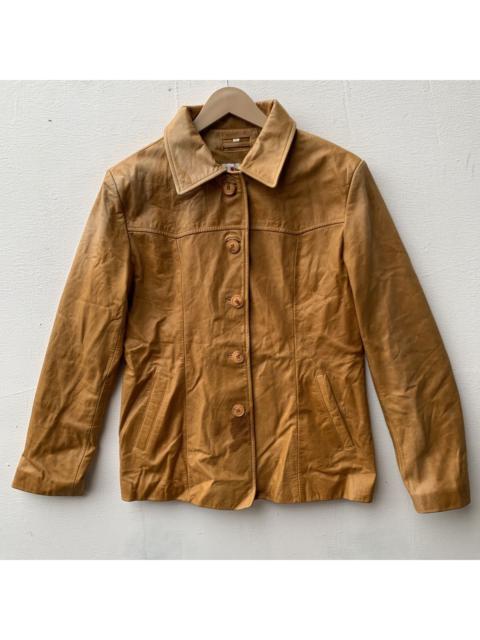 Other Designers Other - Vintage Leather Jacket Italy Design Button Up