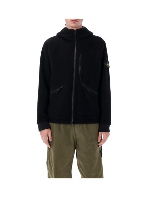 Stone Island Stone Island Hooded Jacket In Ratteened Wool Nylon