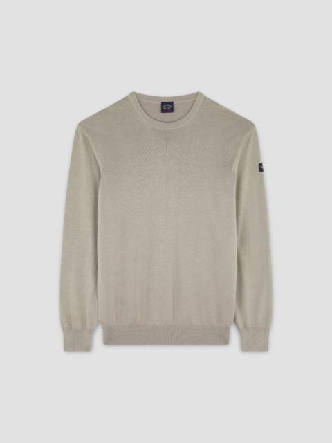 Paul & Shark GARMENT-DYED PIMA COTTON CREWNECK SWEATER
