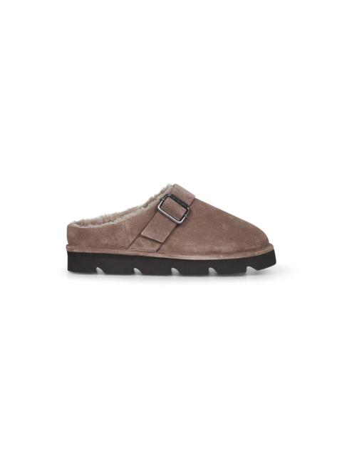 Brunello Cucinelli Women Clay Suede Slipper With Monili