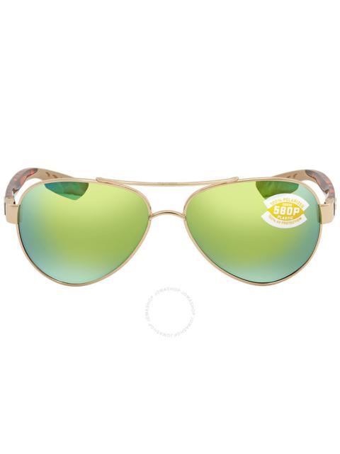 Costa Del Mar - Costa Del Mar LORETO Green Mirror Polarized Polycarbonate Pilot Ladies Sunglasses LR 64 OGMP 56