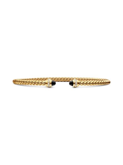 DAVID YURMAN David Yurman Classic Cablespira® 18K Yellow Gold & Diamond Bracelet, 3mm in Black Onyx at Nordstrom