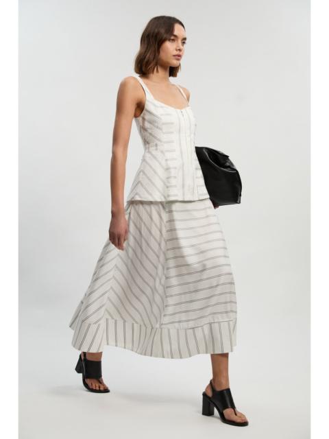 KAREN MILLEN Petite Bold Stripe Cotton Strappy Peplum Woven Maxi Dress