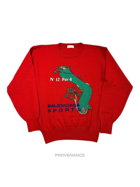 Balenciaga Sports Golf Crewneck Wool Sweatshirt - Red L