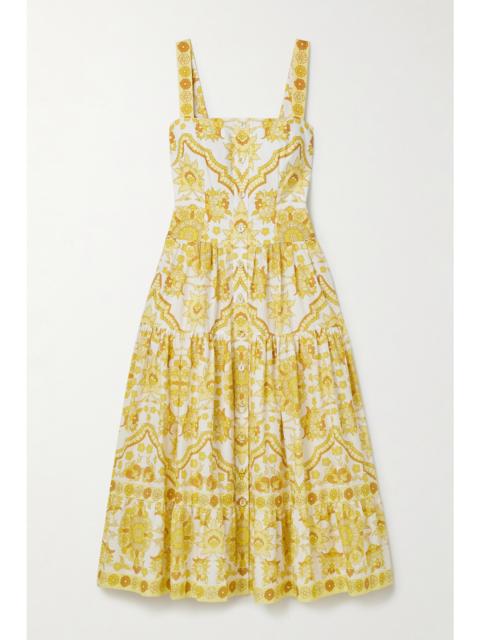 Cara Cara Margarita Tiered Floral-print Cotton-poplin Midi Dress