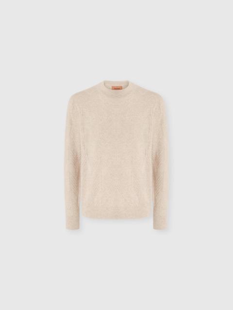 Missoni Missoni Crew Neck Sweater In Pure Cashmere With Chevron Pattern in Beige at Nordstrom