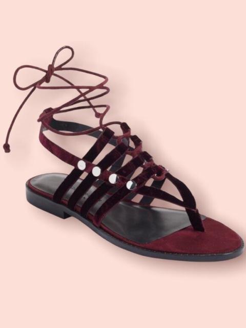 Rebecca Minkoff Evonne Wine Red Purple Velvet Laceup Sandals NEW 7.5