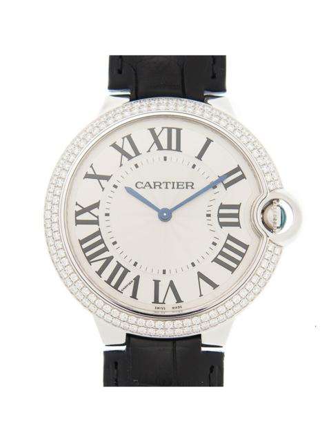 Cartier Cartier Ballon Bleu Silver Dial Alligator Leather Diamond Men's Watch WE902056