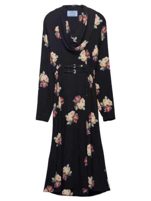 Prada Women Abito Stampa Camelia In Sablé