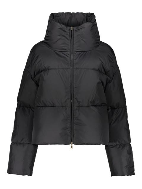 Herno stand-collar leopard-print reversible jacket