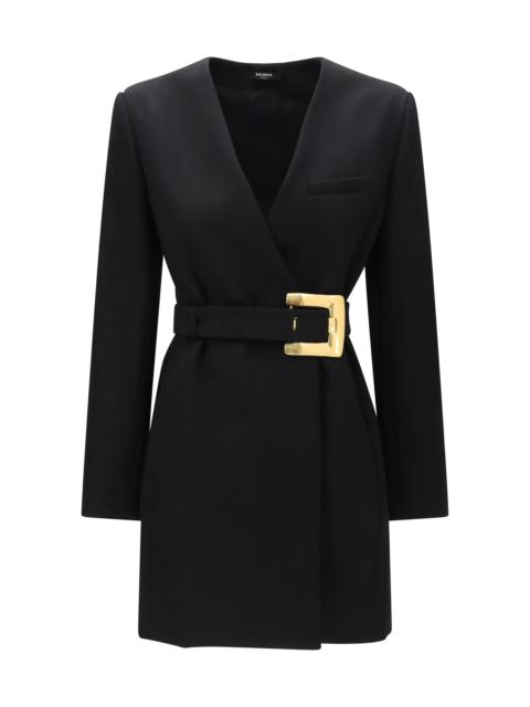 Balmain Balmain Women Ls Belted Grain De Poudre Short Dress