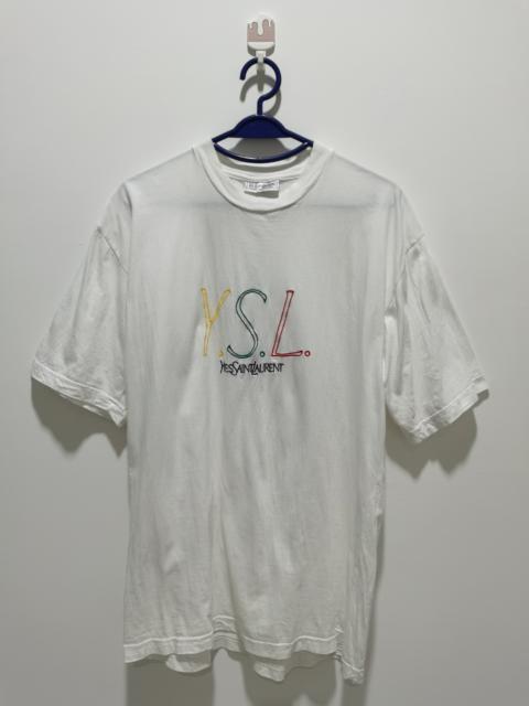 Other Designers Ysl Pour Homme - Vintage YSL Multicolor Big Logo Embroidered T-shirt