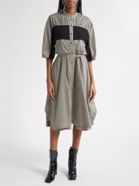 3.1 Phillip Lim 3.1 Phillip Lim Mixed Media Tie Waist Midi Dress in Black Multi at Nordstrom