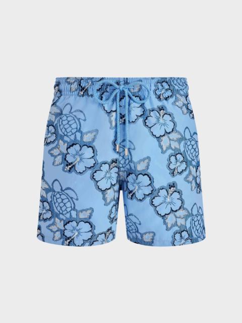 Vilebrequin Men Swim Trunks Embroidered Hibiscus - Limited Edition