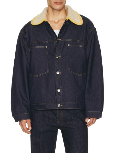 CHARLES JEFFREY LOVERBOY Denim Jacket With Knitted Collar