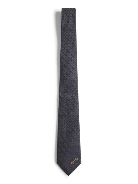 GUCCI Gucci Men Black Horsebit Silk Jacquard Tie