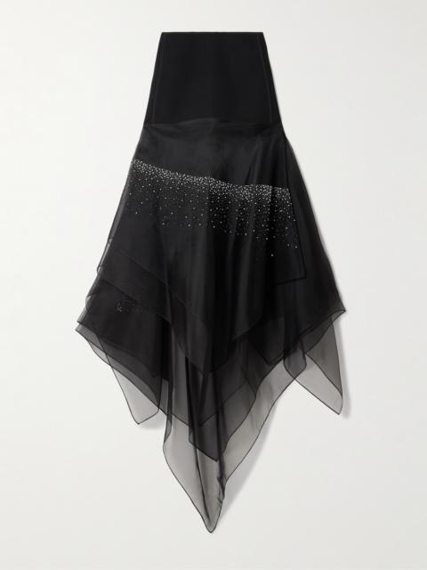 MATICEVSKI Meet The Sky Asymmetric Crepe And Bead-embellished Silk Skirt