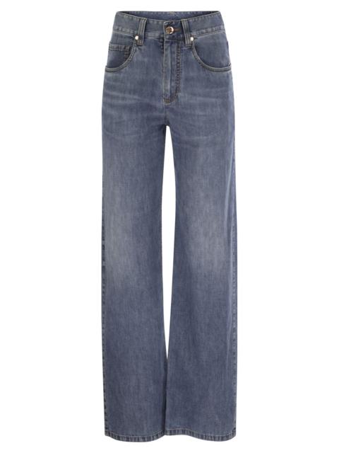 Brunello Cucinelli Women Contemporary Loose Trousers In Lightweight Denim