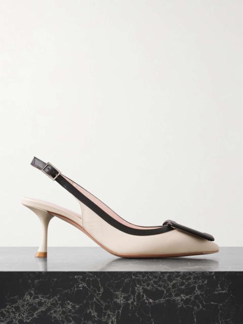 Viv In The City two-tone leather point-toe slingback pumps