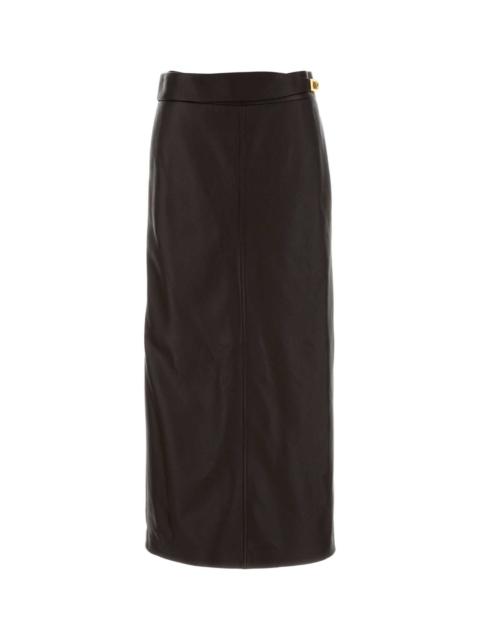 FERRAGAMO Salvatore Ferragamo Women Dark Brown Leather Skirt