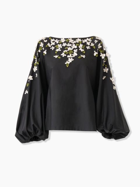 CAROLINA HERRERA Floral-Embroidered Boatneck Shirt