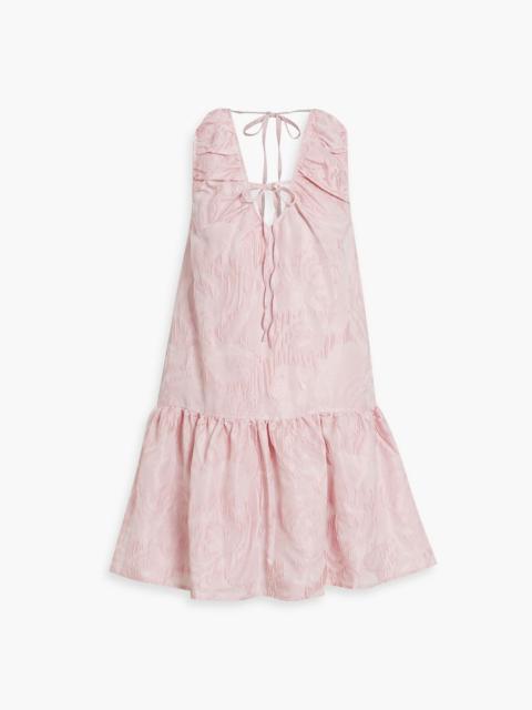 GANNI Gathered cloqué mini dress