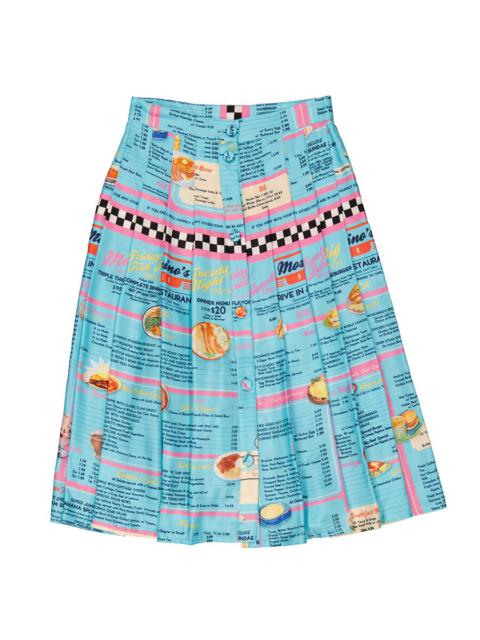 Moschino Ladies Multi Drive In Menu-Printed Pleated Midi Skirt, Brand Size 38 (US Size 4)