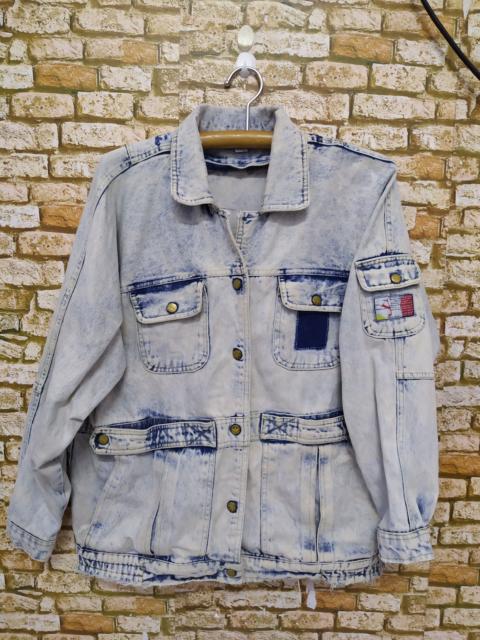 adidas VTG ADIDAS DENIM ACID WASHED DISTRESSED JACKET (B550)