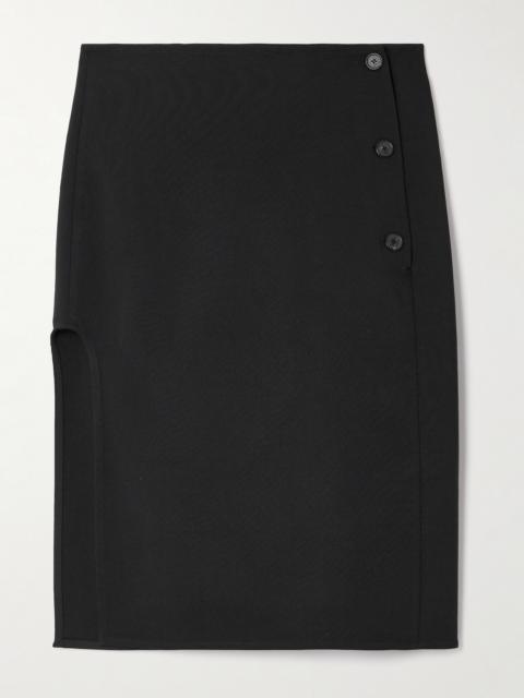 courrèges Wrap-effect Wool-blend Crepe Midi Skirt