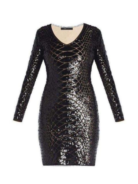 Other Designers Sabryna Long Sleeve Python Sequin Dress