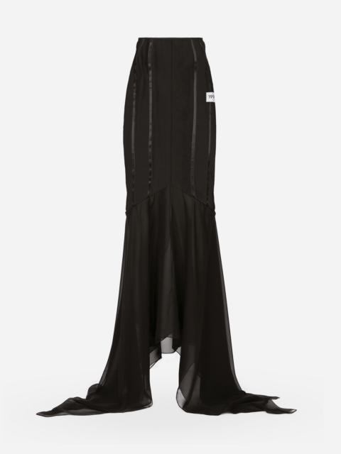 Dolce & Gabbana Long silk skirt with mermaid ruffle