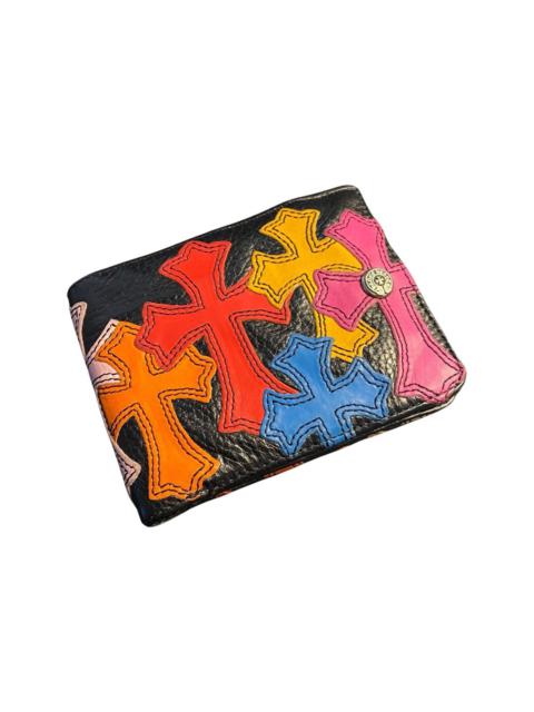 Multi color cross patch bifold wallet