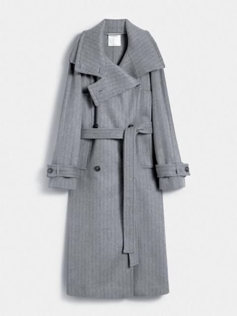 Sportmax Pinstriped trench coat in pure wool - RUNWAY - MEDIUM GREY