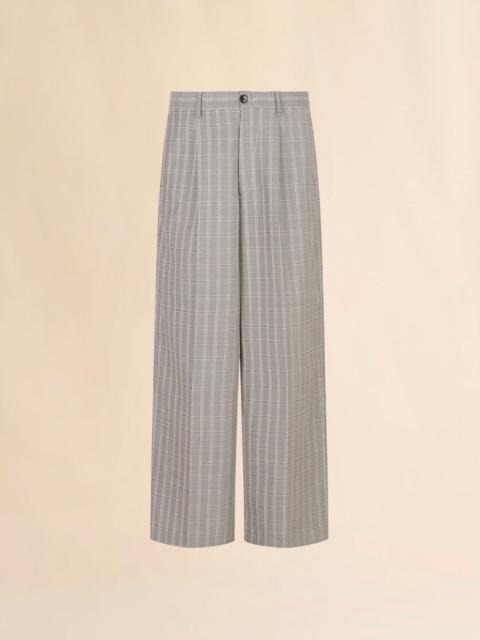 Marni BROWN CHECKED WOOL PANTS WITH PLEATS