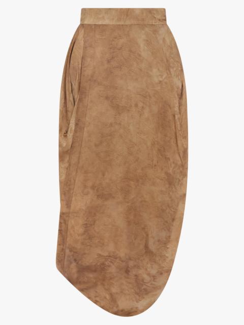 UMA WANG GINK FLORAL PRINT ASYMMETRIC MIDI SKIRT | MUSTARD