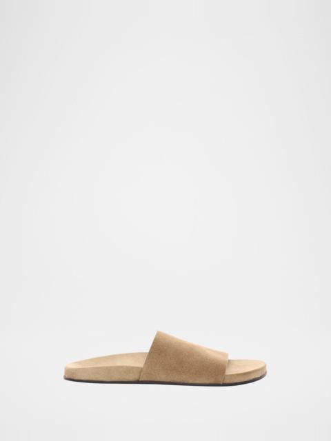 The Row Hugh Suede Flat Slide Sandals