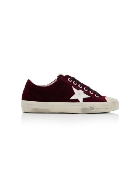 Golden Goose V-Star 2 Leather-Trimmed Velvet Sneakers red