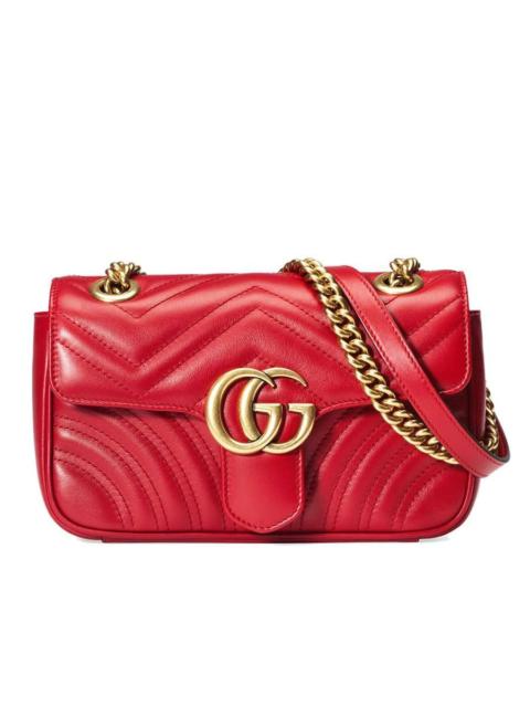 GUCCI GG Marmont Mini Matelasse Red Leather Shoulder Bag