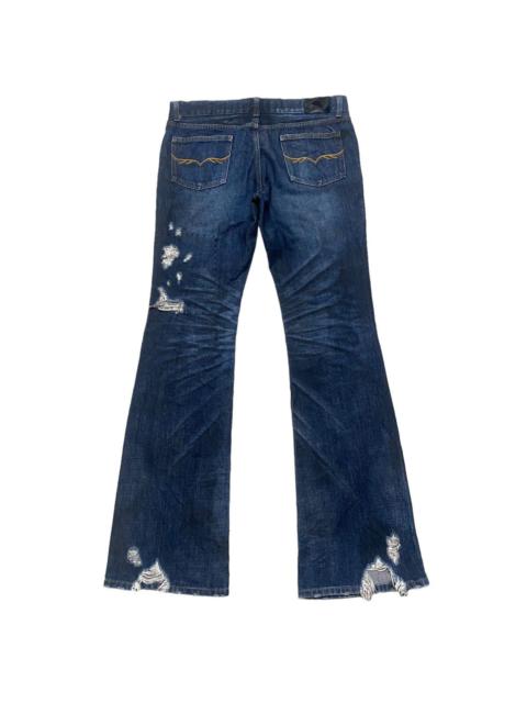 Other Designers GOSTAR DE FUGA - FUGA Coated Oiled Denim Flare Jeans Distressed