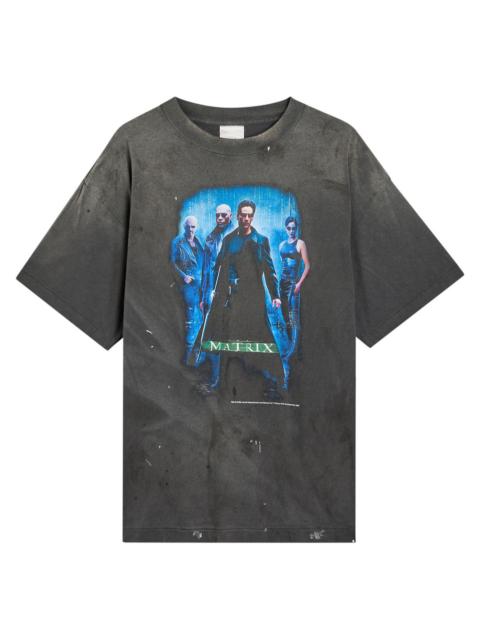SAINT M×××××× Saint Mxxxxxx The Matrix Printed Distressed Cotton T-shirt
