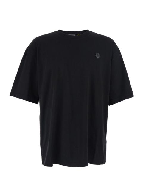 Moncler Moncler Genius Men Black Crewneck T-Shirt With Logo Patch On The Front And Logo Lettering On The Rea