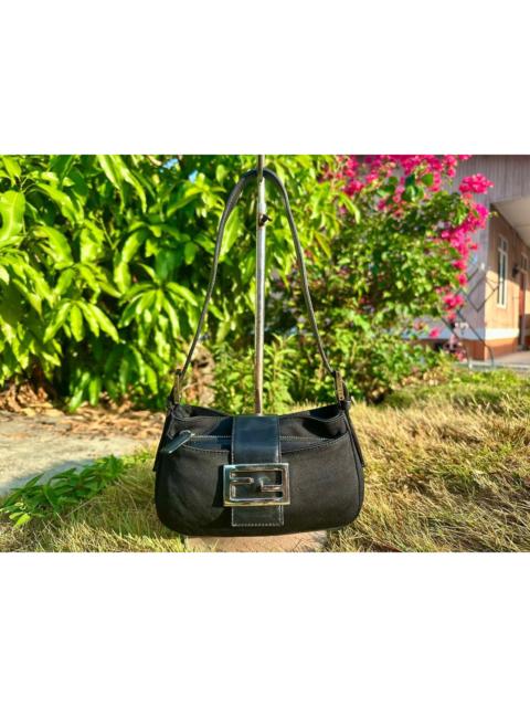 FENDI Authentic Fendi Mamma Baguette Black Neoprane Shoulder Bag