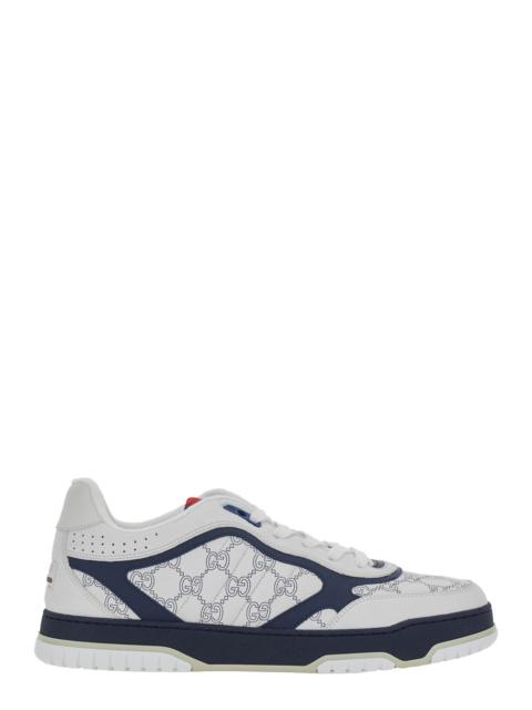 GUCCI Gucci Men 'Re-Web' White Low Top Sneakers With Web Tongue And All-Over Gg Motif In Leather Man