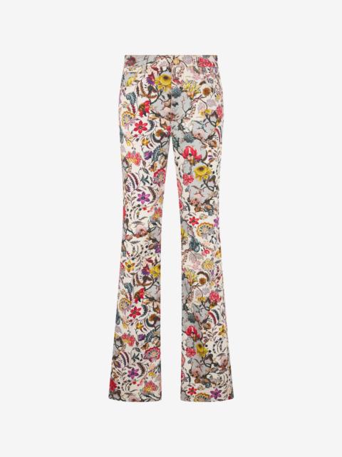 Roberto Cavalli Flared Pants with Florentine Flowers Print