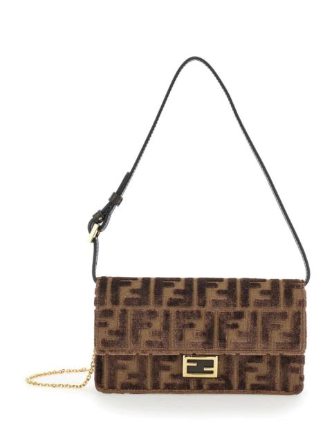 FENDI Fendi Women Brown Crossbody Bag With All-Over Ff Motif And Metallic Ff Plaque On The Front In Cotton