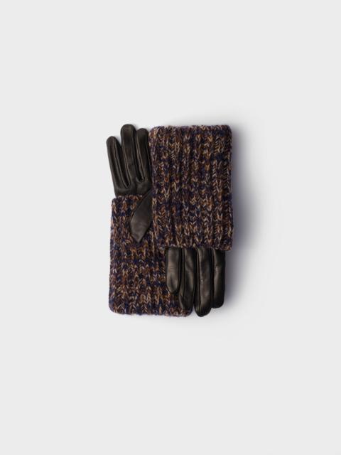 Prada Nappa leather and mélange knit gloves